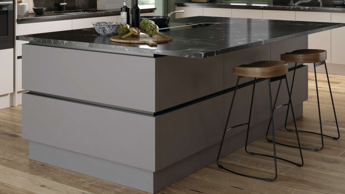 Valore Dust Grey slab kitchen Doors